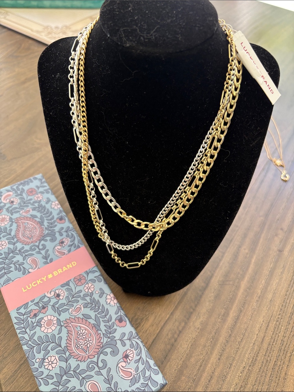 Lucky Brand Layered Chain Necklace in Gold and Silver Tones